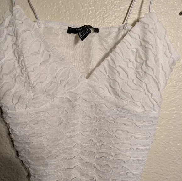 Forever 21 Elegant White Textured Women's Top Size Small - Picture 4 of 10